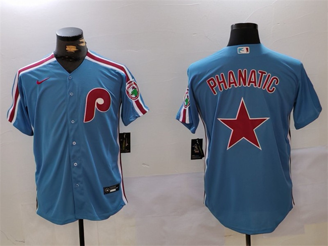Men's Philadelphia Phillies Phanatic Blue Cool Base Stitched Jersey Men's Philadelphia Phillies Phanatic Blue Cool Base Stitched Jersey